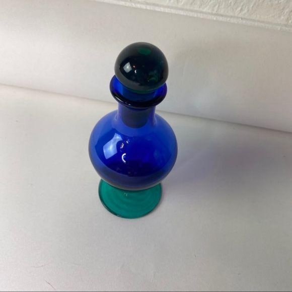 Vintage Blue Green Glass Bottle Jar Ombre Decanter - Picture 8 of 13